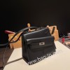 エルメス両面ケリー 不規則なデザイン ヴォーエプソン 89/Black (Noir) ブラック シルバー金具  kelly-new-005 全手縫い