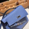 エルメス両面ケリー 不規則なデザイン ヴォーエプソン 7E/Blue Brighton  ブルーブライトン シルバー金具  kelly-new-007 全手縫い