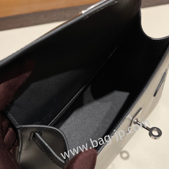 エルメス両面ケリー 不規則なデザイン ボックスカーフ box 89/Black (Noir) ブラック シルバー金具  kelly-new-009 全手縫い