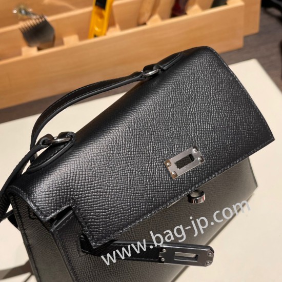 エルメス両面ケリー 不規則なデザイン ヴォーエプソン 89/Black (Noir) ブラック シルバー金具  kelly-new-014 全手縫い