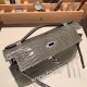 エルメス ポシェットケリー kelly pochette  Alligateor トゥルティエールグレー 81 /Gris Tourterelle シルバー金具 Pochette--001 全手縫い