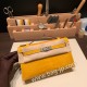 エルメス ポシェットケリー kelly pochette  Alligateor ジョーヌアンブル 9D /Jaune Ambre シルバー金具 Pochette--002 全手縫い