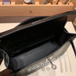 エルメス ポシェットケリー kelly pochette  Matte Alligateor ブラック 89 /Black (Noir) シルバー金具 Pochette--003 全手縫い