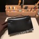 エルメス ポシェットケリー kelly pochette  box ボックスカーフ  ブラック 89/ Black (Noir) シルバー金具 Pochette--007 全手縫い