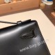 エルメス ポシェットケリー kelly pochette  box ボックスカーフ  ブラック 89/ Black (Noir) シルバー金具 Pochette--007 全手縫い