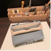 エルメス ポシェットケリー kelly pochette  Epsom ヴォーエプソン グリムエット 4Z /Gris Mouette  シルバー金具 Pochette--010 全手縫い