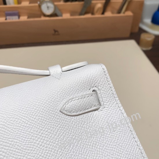 エルメス ポシェットケリー kelly pochette  Epsom ヴォーエプソン ホワイト 01 /White (Blanc) ゴールド金具 Pochette--011 全手縫い