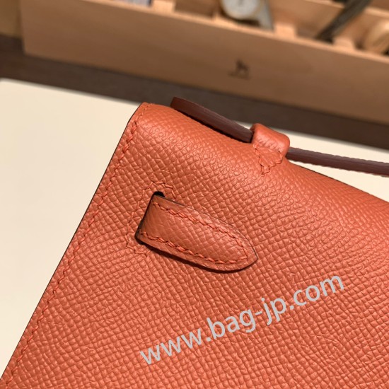 エルメス ポシェットケリー kelly pochette  Epsom ヴォーエプソン ローズティー 3L /Rose Tea シルバー金具 Pochette--014 全手縫い