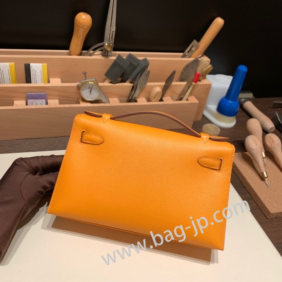 エルメス ポシェットケリー kelly pochette  Epsom ヴォーエプソン ソレイユ 9H/Soleil ゴールド金具 Pochette--016 全手縫い