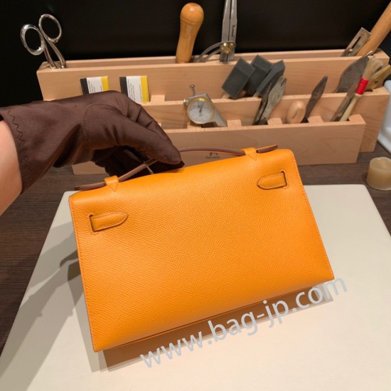 エルメス ポシェットケリー kelly pochette  Epsom ヴォーエプソン ソレイユ 9H/Soleil ゴールド金具 Pochette--017 全手縫い