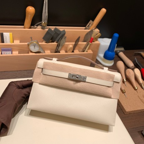 クレ 10 /Craie ゴールド金具 Pochette--018 全手縫いエルメス ポシェットケリー kelly pochette  Epsom ヴォーエプソン 