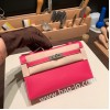 エルメス ポシェットケリー kelly pochette  Epsom ヴォーエプソン ローズキャンディ 8T /Rose Candy  シルバー金具 Pochette--023 全手縫い