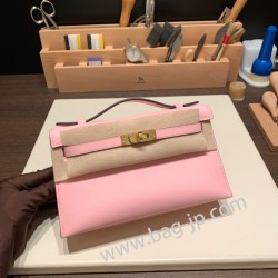 エルメス ポシェットケリー kelly pochette  swift スイフト ローズサクラ 3Q/ Rose Sakura ゴールド金具 Pochette--052 全手縫い