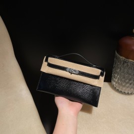 リザード エルメス ポシェットケリー kelly pochette  89 /Black (Noir) ブラック