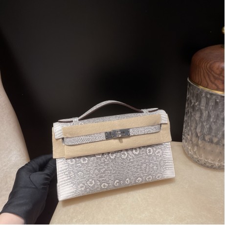 リザード エルメス ポシェットケリー kelly pochette 1B/Ombre   オンブレ