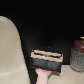 リザード エルメス ポシェットケリー kelly pochette  89/Black (Noir) ブラック