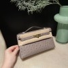 オーストリッチ エルメス ポシェットケリー kelly pochette  M8/Gris Asphalt  グリアスファルト