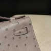 オーストリッチ エルメス ポシェットケリー kelly pochette  M8/Gris Asphalt  グリアスファルト