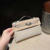 オーストリッチ エルメス ポシェットケリー kelly pochette  4Z/Gris Mouette  グリムエット