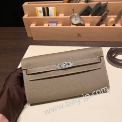 ケリーロング トゥー・ゴー Kelly to go  ヴォーエプソン epsom  18/Étoupe Grey エトゥープ シルバー金具  kellyto-041 全手縫い