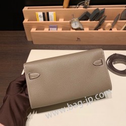 ケリーロング トゥー・ゴー Kelly to go  ヴォーエプソン epsom  18/Étoupe Grey エトゥープ シルバー金具  kellyto-041 全手縫い