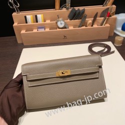 ケリーロング トゥー・ゴー Kelly to go  ヴォーエプソン epsom  18/Étoupe Grey (Étoupe)  エトゥープ ゴールド金具   kellyto-045 全手縫い