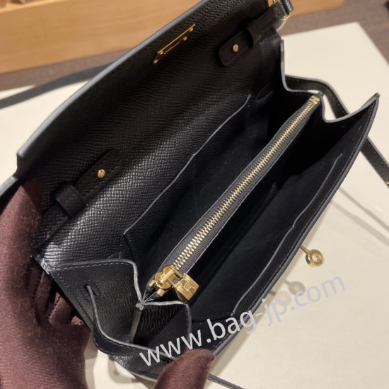 ケリーロング トゥー・ゴー Kelly to go  ヴォーエプソン epsom  89/Black (Noir) ブラック ゴールド金具   kellyto-048 全手縫い