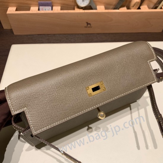 ケリーロング トゥー・ゴー Kelly to go  ヴォーエプソン epsom  18/Étoupe Grey エトゥープ ゴールド金具   kellyto-055 全手縫い