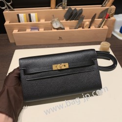 ケリーロング トゥー・ゴー Kelly to go  ヴォーエプソン epsom  89/Black (Noir) ブラック ゴールド金具   kellyto-057 全手縫い