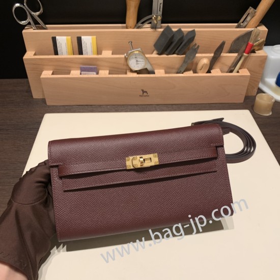 ケリーロング トゥー・ゴー Kelly to go  ヴォーエプソン epsom  57/Bordeaux  ボルドー ゴールド金具   kellyto-062 全手縫い