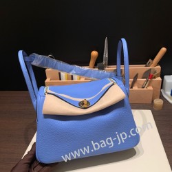 エルメス リンディ26 Clemence トリヨンクレマンス ブルーパラダイス 2T /Blue Paradise ゴールド金具 lindy26-036 全手縫い