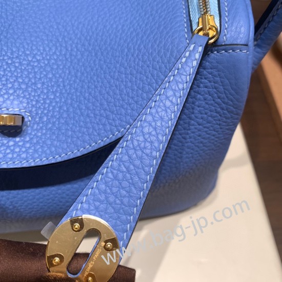 エルメス リンディ26 Clemence トリヨンクレマンス ブルーパラダイス 2T /Blue Paradise ゴールド金具 lindy26-036 全手縫い