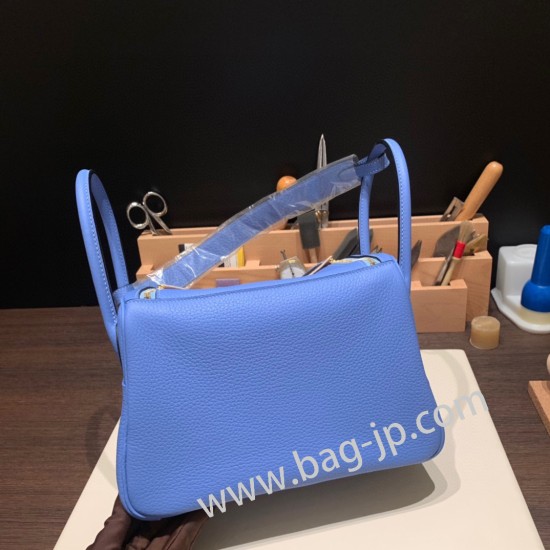 エルメス リンディ26 Clemence トリヨンクレマンス ブルーパラダイス 2T /Blue Paradise ゴールド金具 lindy26-036 全手縫い