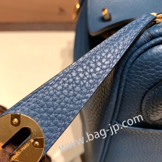 エルメス リンディ26 Clemence トリヨンクレマンス ディープブルー S4/ Deep Blue  S4/ Deep Blue lindy26-046 全手縫い