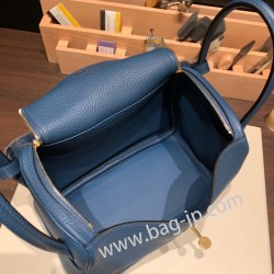 エルメス リンディ26 Clemence トリヨンクレマンス ディープブルー S4/ Deep Blue  S4/ Deep Blue lindy26-046 全手縫い