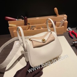 エルメス リンディミニ19 Mini Lindy Clemence トリヨンクレマンス クレ 10 /Craie  ゴールド金具  lindymini-028 全手縫い