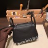 エルメス リンディミニ19 Mini Lindy Clemence トリヨンクレマンス ブラック 89 /Black (Noir)   シルバー金具  lindymini-049 全手縫い