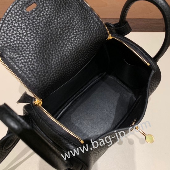 エルメス リンディミニ19 Mini Lindy Clemence トリヨンクレマンス ブラック 89 /Black  ゴールド金具  lindymini-050 全手縫い