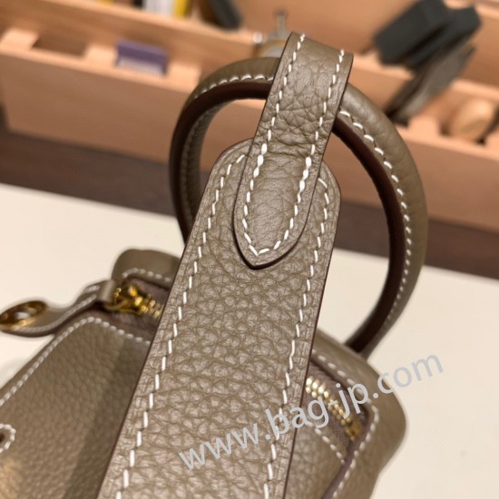 エルメス リンディミニ19 Mini Lindy Clemence トリヨンクレマンス グリエレファント 8C /Elephant Grey  ゴールド金具  lindymini-056 全手縫い