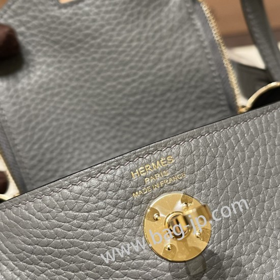 エルメス リンディミニ19 Mini Lindy Clemence トリヨンクレマンス グリメイヤー 0L/ Gris Meyer  ゴールド金具  lindymini-059 全手縫い