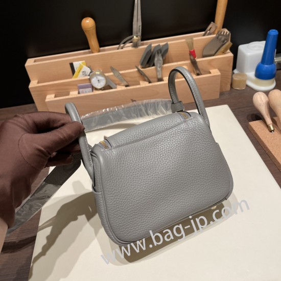 エルメス リンディミニ19 Mini Lindy Clemence トリヨンクレマンス グリメイヤー 0L/ Gris Meyer  ゴールド金具  lindymini-059 全手縫い