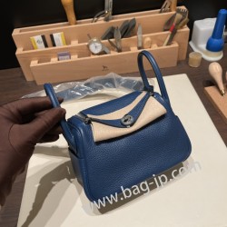 エルメス リンディミニ19 Mini Lindy Clemence トリヨンクレマンス ディープブルー S4 /Deep Blue   シルバー金具  lindymini-065 全手縫い