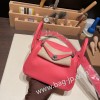 エルメス リンディミニ19 Mini Lindy Clemence トリヨンクレマンス ローズアザレ 8W /Rose Azalee   シルバー金具  lindymini-073 全手縫い
