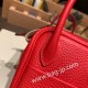 エルメス リンディミニ19 Mini Lindy Clemence トリヨンクレマンス ルージュクー S3/Rouge Cœur   シルバー金具  lindymini-076 全手縫い