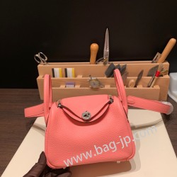 エルメス リンディミニ19 Mini Lindy Clemence トリヨンクレマンス ローズコンフェッティ 1Q /Rose Confetti   シルバー金具  lindymini-083 全手縫い