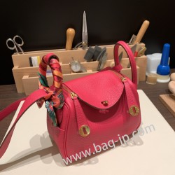 エルメス リンディミニ19 Mini Lindy Clemence トリヨンクレマンス ローズエクストリーム I6 /Rose Extreme  ゴールド金具  lindymini-098 全手縫い