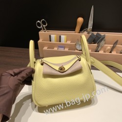 エルメス リンディミニ19 Mini Lindy Clemence トリヨンクレマンス ジョーヌプッサン 1Z /Jaune Poussin  ゴールド金具  lindymini-100 全手縫い