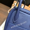 エルメス リンディミニ19 Mini Lindy Clemence トリヨンクレマンス ブルーサフィール 73 /Blue Saphir   シルバー金具  lindymini-102 全手縫い