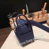 エルメス リンディミニ19 Mini Lindy Clemence トリヨンクレマンス ブルーサフィール 73 /Blue Saphir   シルバー金具  lindymini-102 全手縫い