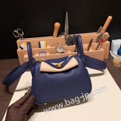 エルメス リンディミニ19 Mini Lindy Clemence トリヨンクレマンス ブルーサフィール 73 /Blue Saphir  ゴールド金具  lindymini-103 全手縫い